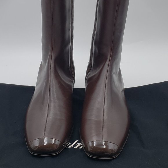 Delman Epoch Mahogany Leather Knee High Boots 7M - Picture 2 of 7